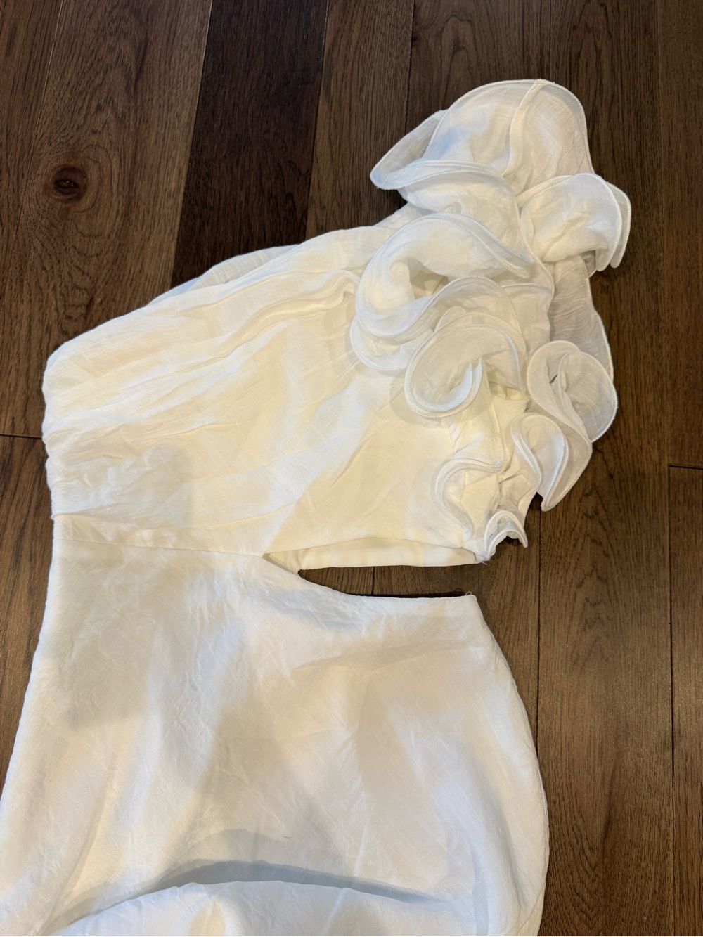 Saints & Secret One-Shoulder White Cutout Maxi Dress Gown - Picture 5 of 8